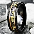 thumbnail image 2 of Tungsten Rings for Men Wedding Bands for Him Womens Wedding Bands for Her 8mm Black Meteorite Gold Flakes, 2 of 5