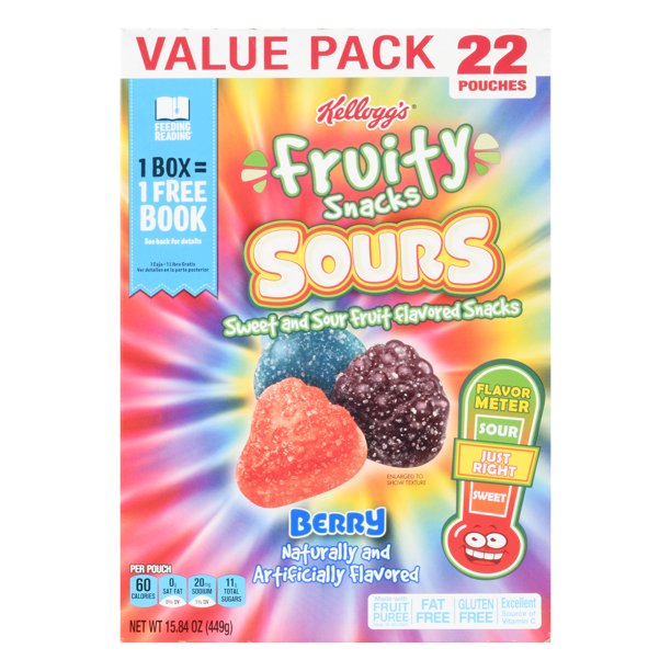Kellogg's Fruity Snacks, Berry Sours, 22 ct, 0.72 ct