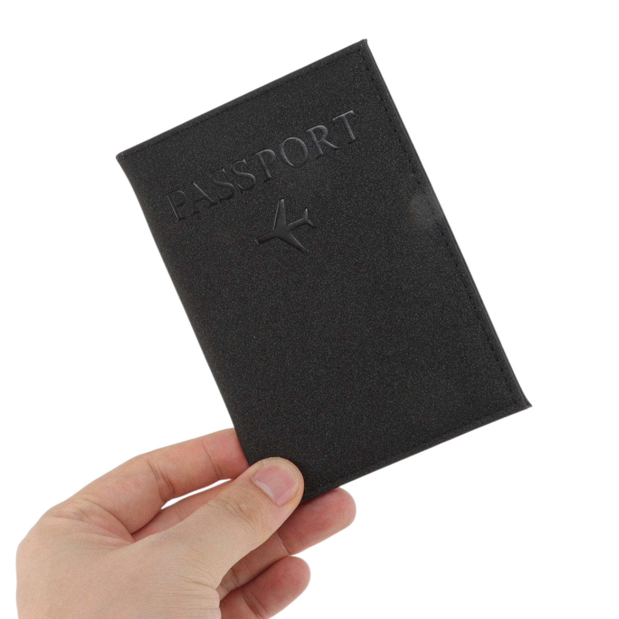 Unique Bargains Letter Airplane Pattern Passport Holder 1 Pc Black