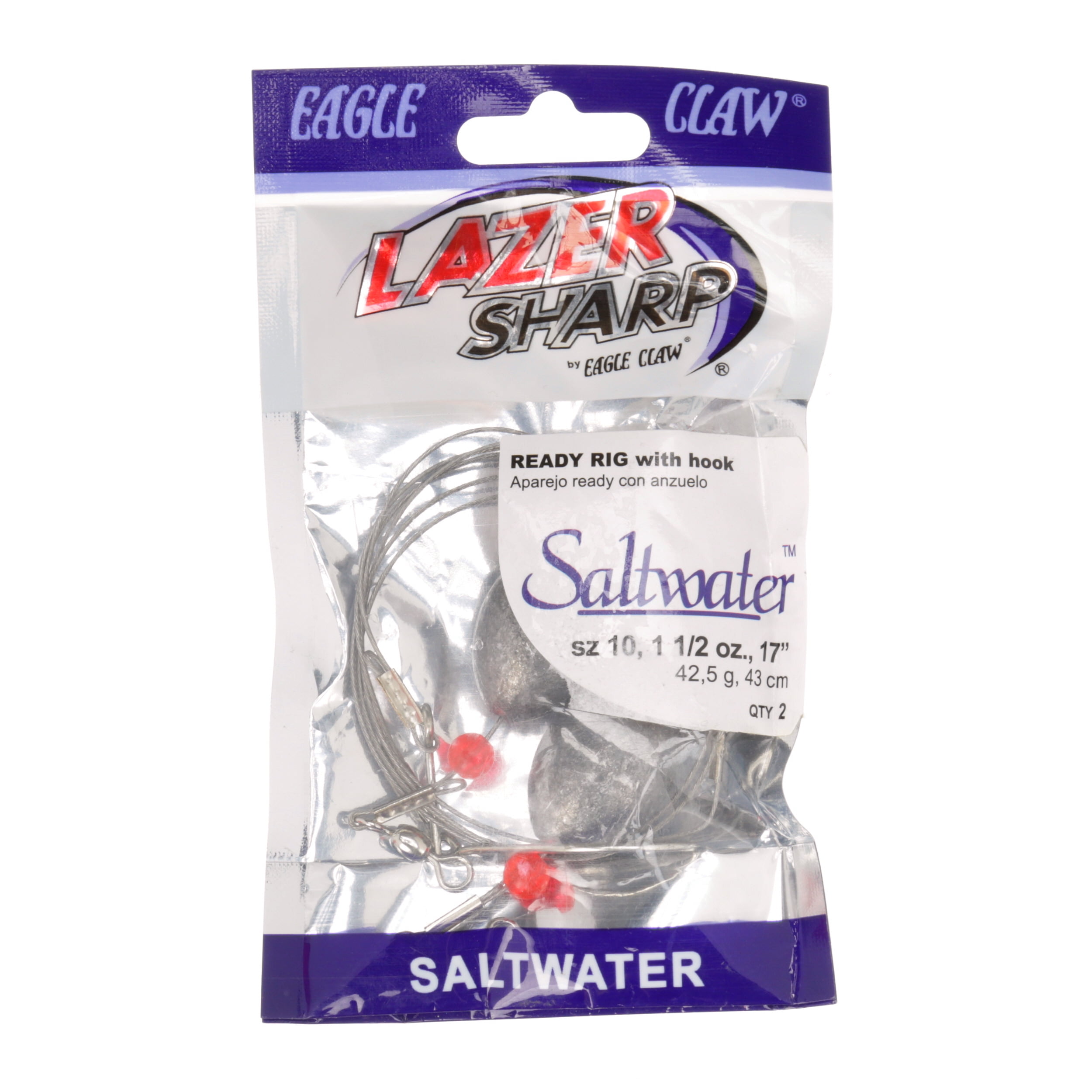 (2 pack) Eagle Claw Fishing Tackle, L1025-112 Lazer Ready Rig with Hook, 1 1/2 oz.
