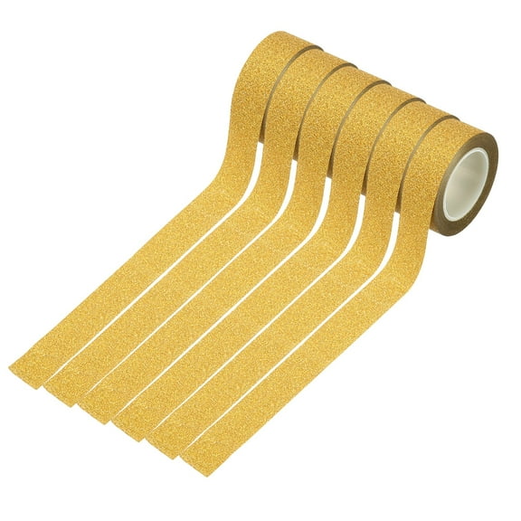 65.6 Yard Glitter Washi Tape, Colored Masking Tape Adhesive Decorative Stickers for DIY Craft Art Gift Wrapping Journal Scrapbook Planner, Golden
