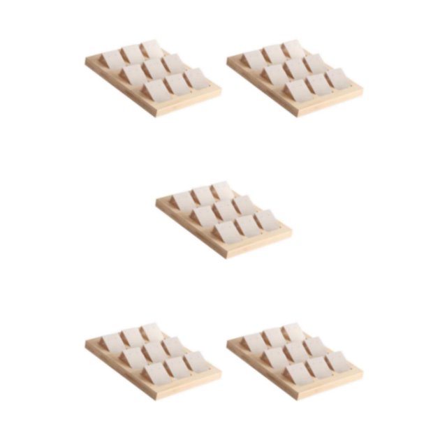Maytalsory Rustic Wood Earring Card Holder with Tray for Jewelry Display Showcasing Collection 9 Pair Cream 5Set