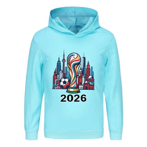Kids Boys Girls 2026 World Football Cup Soccer Trophy Cartoon Graphic Printed Costume Casual Sport Hoodies Sweatshirt Tracksuit Long Sleeve Pullover Jogging Outerwear Athletic Tops Child Clothes 4-13