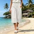 thumbnail image 7 of Karymi Jeans for Women Elastic High Waist Pleated Culottes, Casual Solid Cropped Capri Pants with Pockets, Wide Leg Calf-Length Trousers Capri Pants for Women, 7 of 7
