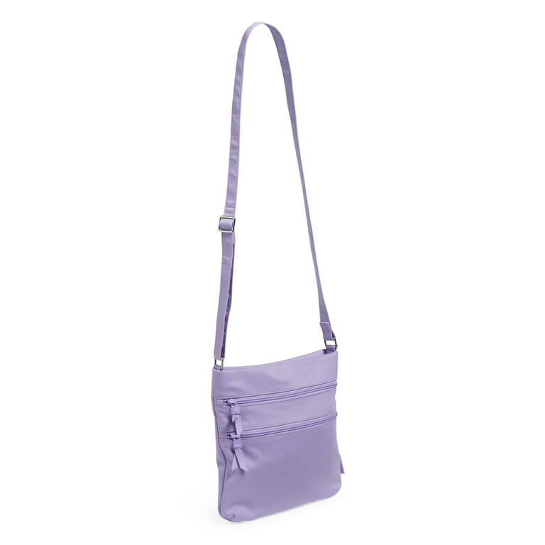 Vera Bradley Women's Recycled Cotton Triple Zip Hipster Crossbody Bag  Lavender Petal