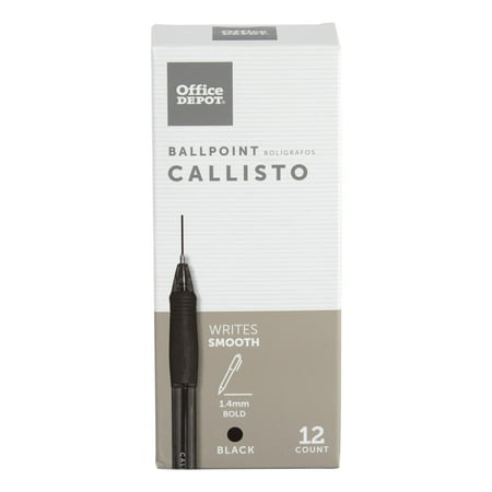 UPC: 0735854732936 | Office Depot Soft-Grip Retractable Ballpoint Pens  Bold Point  1.4 mm  Clear Barrel  Black Ink  Pack Of 12