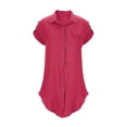 thumbnail image 5 of Amzcrzy Shirt Dresses for Women Cotton Linen Button Down Sundress 2026 Casual Short Sleeve Lapel Collar Solid Color Mini Dress with Chest Pocket Hot Pink 2XL, 5 of 7