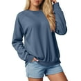 thumbnail image 2 of idosla Sweatshirt for women Side Split Fall Fashion 2025 Long Sleeve Shirts Trending Now (Blue, L), 2 of 7