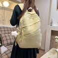 thumbnail image 4 of Bow Print Large Capacity Backpack, Multi-Pocket Zipper Closure School Bag with Pendant for Travel Work Shopping (Yellow), 4 of 10