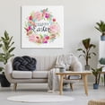 thumbnail image 2 of Happy Easter Vivid Pink Floral Blossom Border Botanical & Floral Graphic Art Gallery-Wrapped Canvas Print Wall Art, 2 of 7
