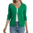 thumbnail image 3 of QUALFORT Women's 100% Cotton Lightweight Button-Front Cardigan Sweater, V-Neck Long Sleeve Knit,Green M, 3 of 8