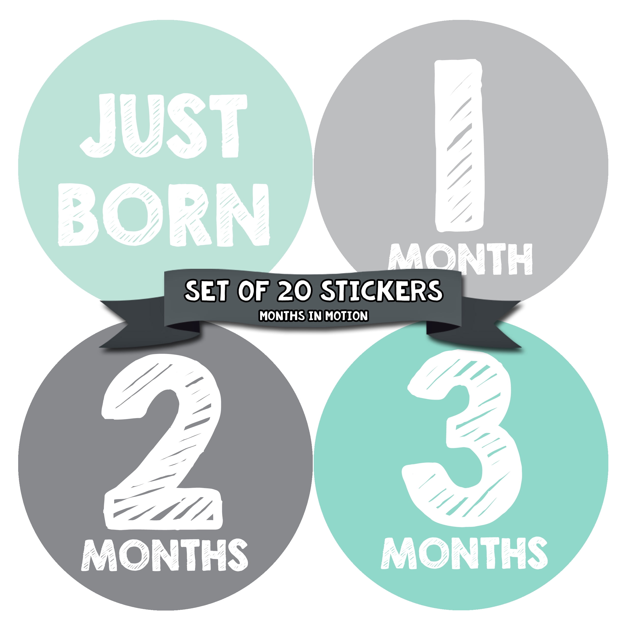Unisex Months In Motion Gender Neutral Baby Month Stickers Infant Photo Prop for First Year Newborn Keepsakes Monthly Milestone Sticker for Boy or Girl Shower Gift 