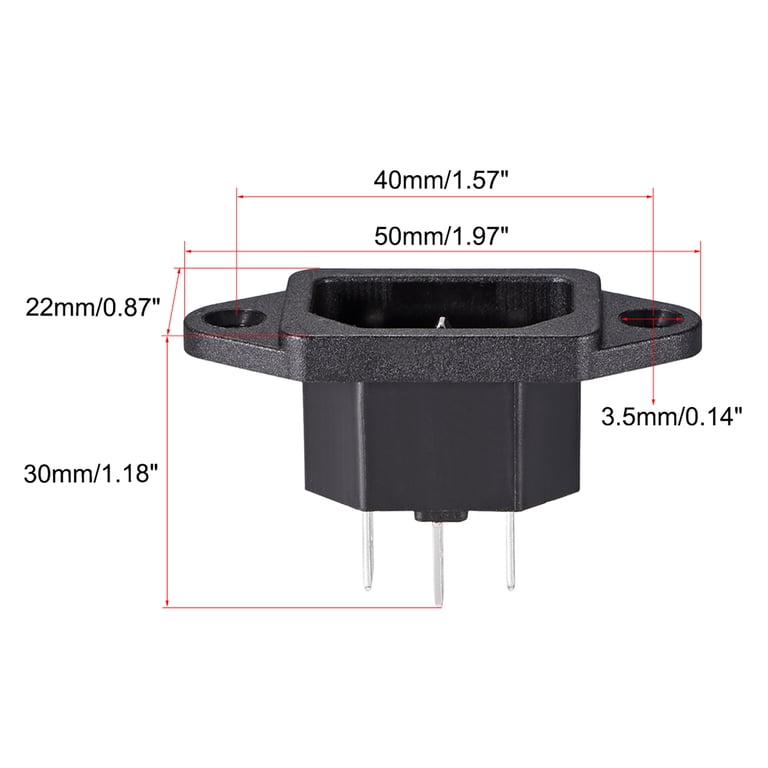 AC Power IEC C-14 Inlet Connector – Flange Mount, Standard Plug
