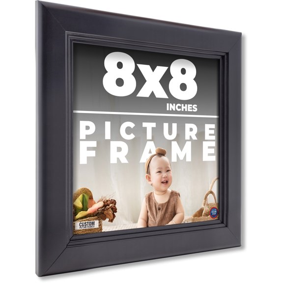 8x8 Frame Black Passaggi Solid Wood Picture Frame Width 1.5 Inches | Interior Frame Depth 0.5