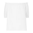 thumbnail image 6 of TKLPEHG Tops for Women Summer Off Shoulder Cotton Linen Top Lightweight Fashion Western Outfit for Women Solid Color Graphic Tee Regular Short Sleeve Blouses Leisure Blouses (White,S), 6 of 6