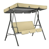 Haidf Clearance 210D Porch Swing Canopy Replacement, Outdoor Swing Patio Swing Yard Swing with Canopy, 2-3 Seat Swing Canopy Top Cover, UV Resistant Swing Awning Cover, 64.6x44.9 Inch, Beige