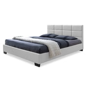 Bowery Hill Modern Faux Leather Upholstered Queen Platform Bed in White
