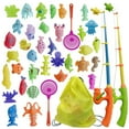 thumbnail image 1 of OUSITAID Jouets de Pêche pour Enfants 40 Pcs Jouets de Bain avec 2 Cannes à Pêche et 2 Filets de Pêche Extérieur Intérieur Carnaval Fête Table d'Eau Jouets de Pêche pour Tout-Petits 3-6 Ans, 1 of 8