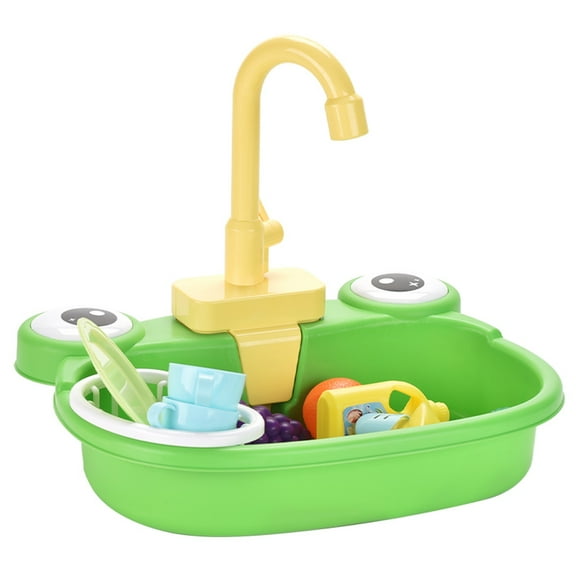 Tarmeek Play Kitchen Sink Toys for Kids, Electronic Dishwasher Playing Toy with Running Water, Automatic Water Cycle System, Pretend Play Toys Christmas Birthday Gifts for 2 3 4 5 6 Year Old Kids