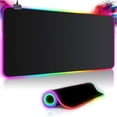 thumbnail image 1 of Alfombrilla de ratón para juegos RGB, 800 x 300 mm, XXL, grande, con 14 modos de iluminación, 7 colores LED, impermeable, antideslizante, para ordenador, PC, jugadores profesionales, color, 1 of 8