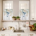 thumbnail image 3 of 3 Piece Kitchen Curtains and Valances Set Blue Spring Floral Cafe Curtains 36 Inch Length Weeping Botanical Orange Summer Valance & Tier Curtain for Living Room Bedroom Small Window 54"x18"+27"x36"*2, 3 of 6