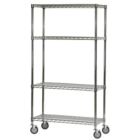 

Chrome Wire Cart with 4 Shelves - 12 d x 48 w x 90 h (TRK124884)