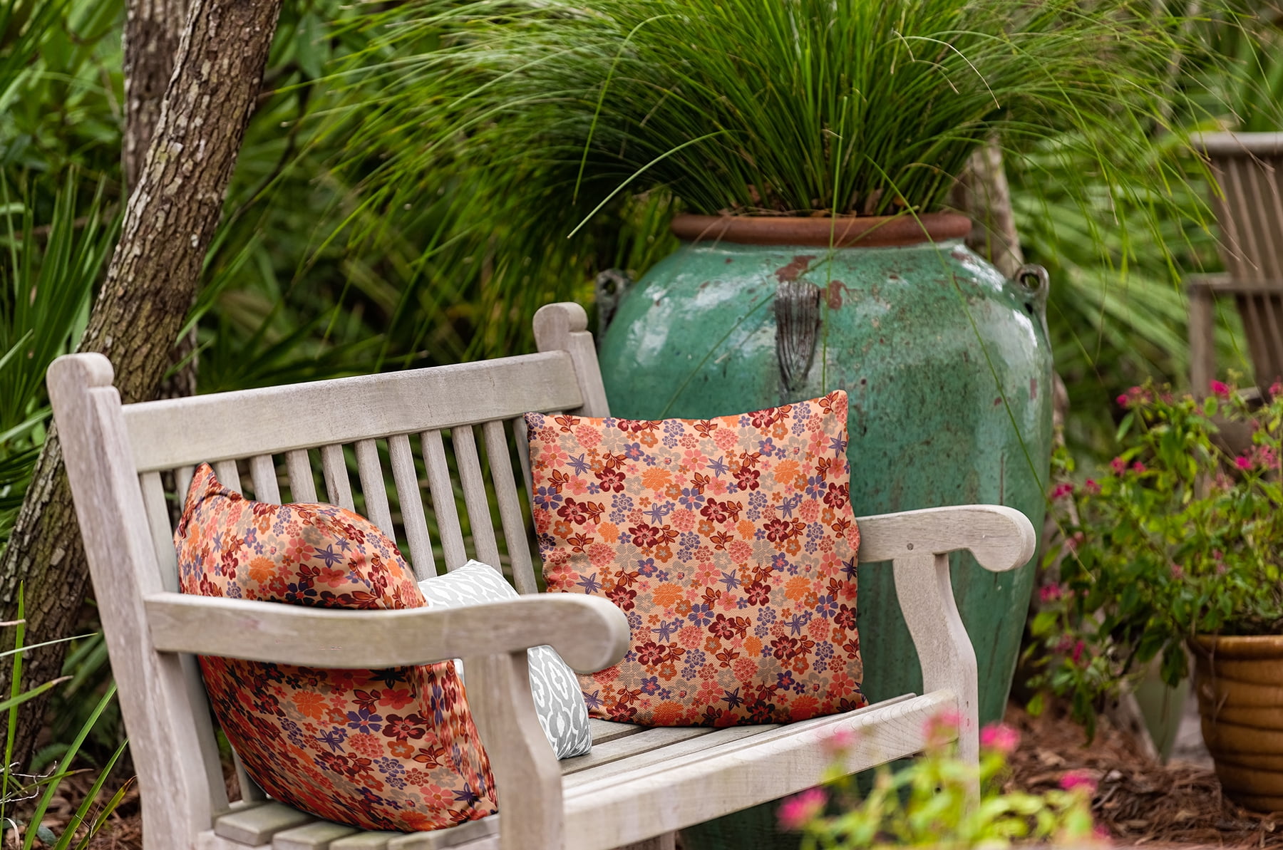 20" x 20" Simply Daisy Succulent Garden Polyester Indoor/Outdoor Pillow, Peach Qty 1