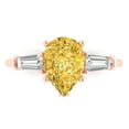 thumbnail image 2 of 4.0 ct Square Emerald Cut Clear Crystal 14k Rose Gold Engraving Statement Bridal Wedding 3 stone Designer Ring Size 4.75, 2 of 7