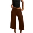 thumbnail image 2 of MLQIDK Coffee Yoga Capri Pants for Women Yoga Leggings Knee Length High Waisted Pedal Pushers Dressy Casual Pedal Pushers with Pockets Coffee 3XL, 2 of 7