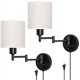 thumbnail image 1 of Luz De Pared Con Brazo Oscilante, Luces De Pared Modernas Con Pantalla De Lino, Instalación Enchufable O Montada, Enchufe E27 Para Dormitorio, Sala De Estar, Oficina 2 Piezas Noticed HA024947-01, 1 of 6