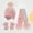 F-1778Pink, variant on ZHOGXU Winter Beanie Hat Scarf Gloves Set For Big Kids Girls Boys Striped Print Caps Long Scarf Touchscreen Gloves Knitted Warm Comfortable Outfits 3 Pack For Daily Wear Light Blue One Size