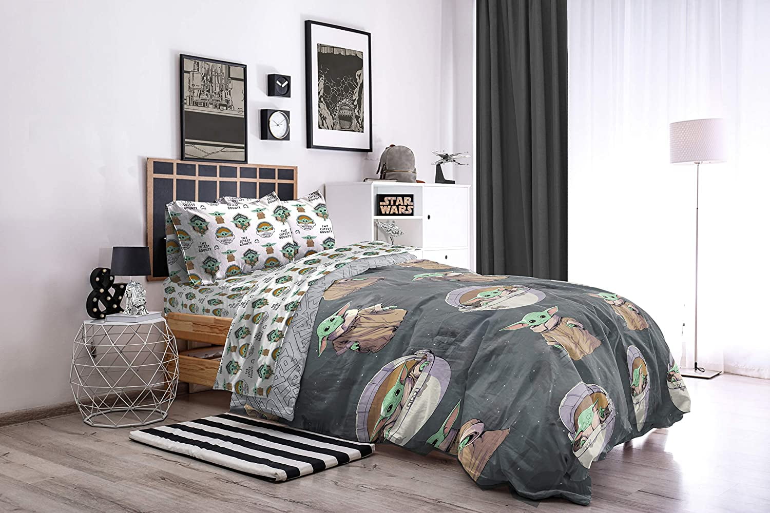 Baby Yoda Queen Comforter Sheet Set, Baby Room With Queen Size Bed