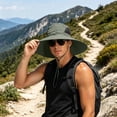 thumbnail image 5 of UTSJKR Mens Extra Wide Brim Mesh Side Fishing Bucket Hat with Secure Chin Cord for Spring River Angling Forest Trek Riverside Camping Wind Resistant Full Coverage Outdoor Gear Army Green, 5 of 7