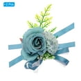 thumbnail image 3 of Uxcell Artificial Corsage Wristlet Flower Wrist Corsage Prom Wristlet for Wedding Party Accessory Dark Blue 2Pack, 3 of 6