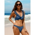thumbnail image 3 of Charmo Womens Ruffle Bikini Sets Tie Back Two Piece Bathing Suit Push Up Swimsuit, 3 of 5