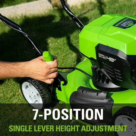 Greenworks - 24V 19” (2x24v) Brushless Push Lawn Mower with (2) 4.0 Ah USB Batteries and Dual-Port Rapid Charger - Green