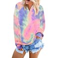 thumbnail image 2 of Fesfesfes Women Hooded Tie-dye Printed&nbsp; Sweatshirt Long Sleeve Pullover Tops Blouse Sale Tops on Clearance, 2 of 9