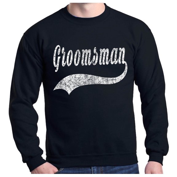 Shop4Ever Men's Groomsman Baseball Wedding Crewneck Sweatshirt Medium Black