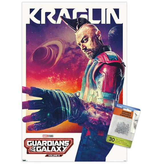 Marvel Guardians of the Galaxy Vol. 3 - Kraglin One Sheet Wall Poster with Push Pins, 14.725" x 22.375"