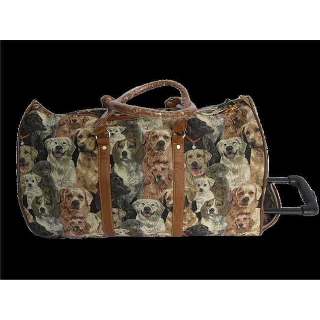 Tapestry Duffle Bag with Handle & Wheels Dog