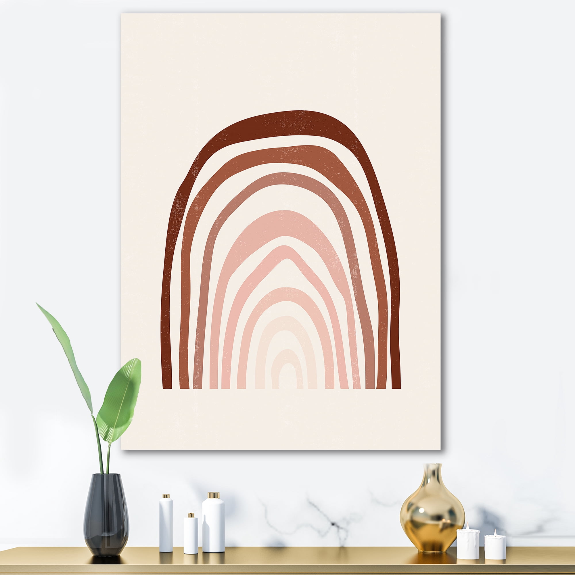 Designart ' Terracotta Minimalist Boho Art Rainbow I ' Modern Canvas Wall Art Print