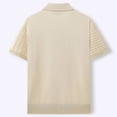thumbnail image 4 of JIAYUE Mens Polo Shirts Classic Short Sleeve Knit Blend Casual Summer Textured Versatile Solid Color Breathable Turndown Collar For Business Daily Wear Comfortable Tops For Men, 4 of 5
