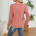 thumbnail image 5 of TKLPEHG Womens Business Casual Tops Fashion Long Sleeve Shirts V Neck Elegant Shirts Solid Color Pleated Dressy Tunic Tops (Pink,XL), 5 of 7