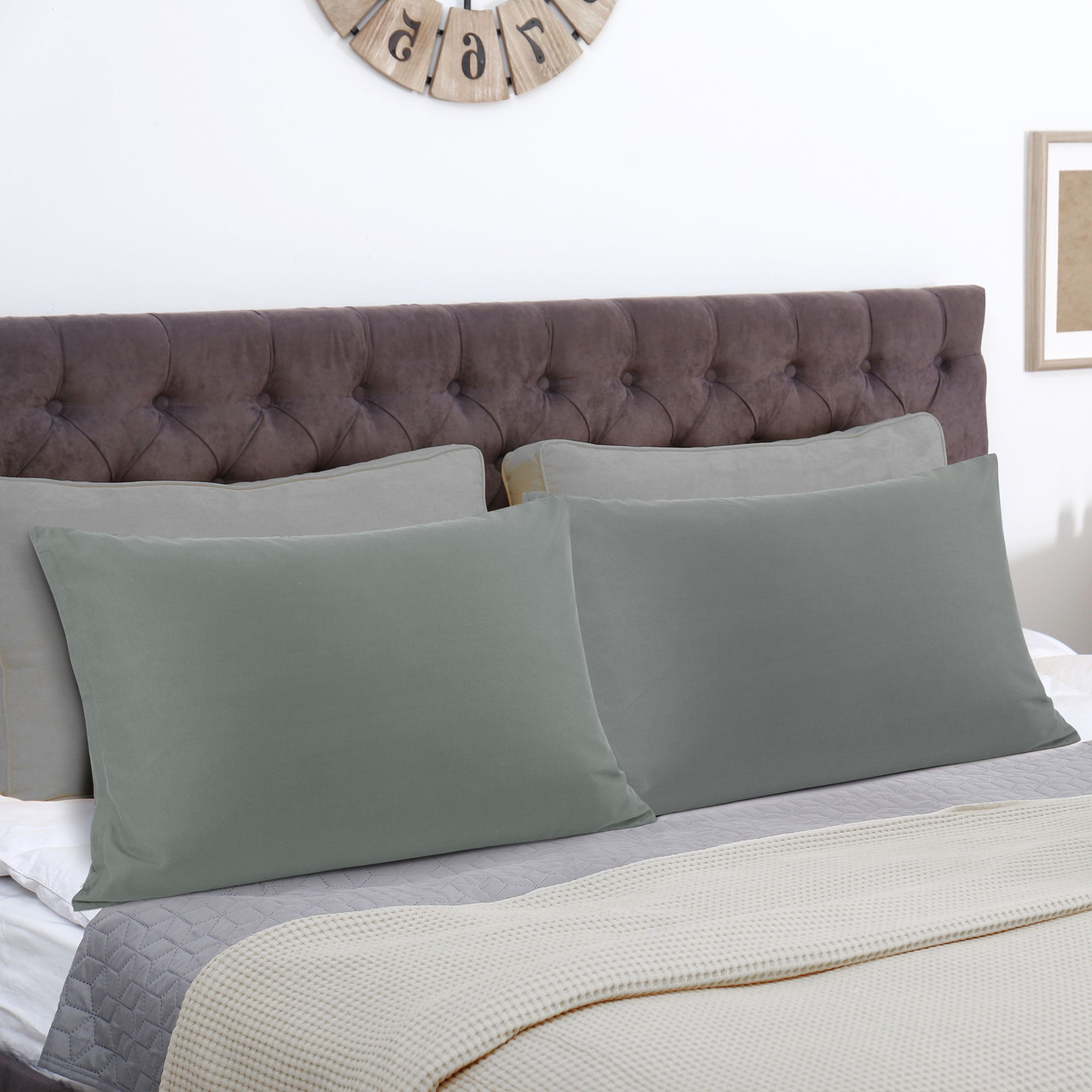 Unique Bargains 4-Piece Soft Microfiber Pillowcases Grey Standard(20"x26")