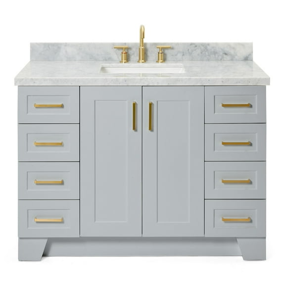 Ariel Taylor 49 In. Rectangle Sink Vanity With Carrara White Marble Countertop In Grey