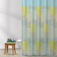thumbnail image 2 of Home Classics Patchwork Fabric Shower Curtain Green Blue Brown Bath, 2 of 2