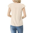 thumbnail image 3 of DARING DIVA Women's V Neck Casual Solid Cap Blouse Top XS Beige, 3 of 7