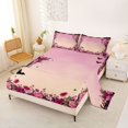 thumbnail image 2 of Manfei Happy Halloween Bats Bed Sheets,Countryside Botanical Floral Full Size Sheets,Pink,4 Pieces,1 Flat Sheet, 1 Fitted Sheet and 2 Pillowcases, 2 of 6