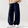 thumbnail image 2 of Miluxas Boys Baggy Sweatpants Wide Leg Casual Sweat Pants with Pockets Elastic Waist Loose Fit Pants Navy 15-16 Years, 2 of 9