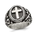 thumbnail image 1 of Bague pour Homme en Acier Inoxydable Vieilli avec Croix, 1 of 4